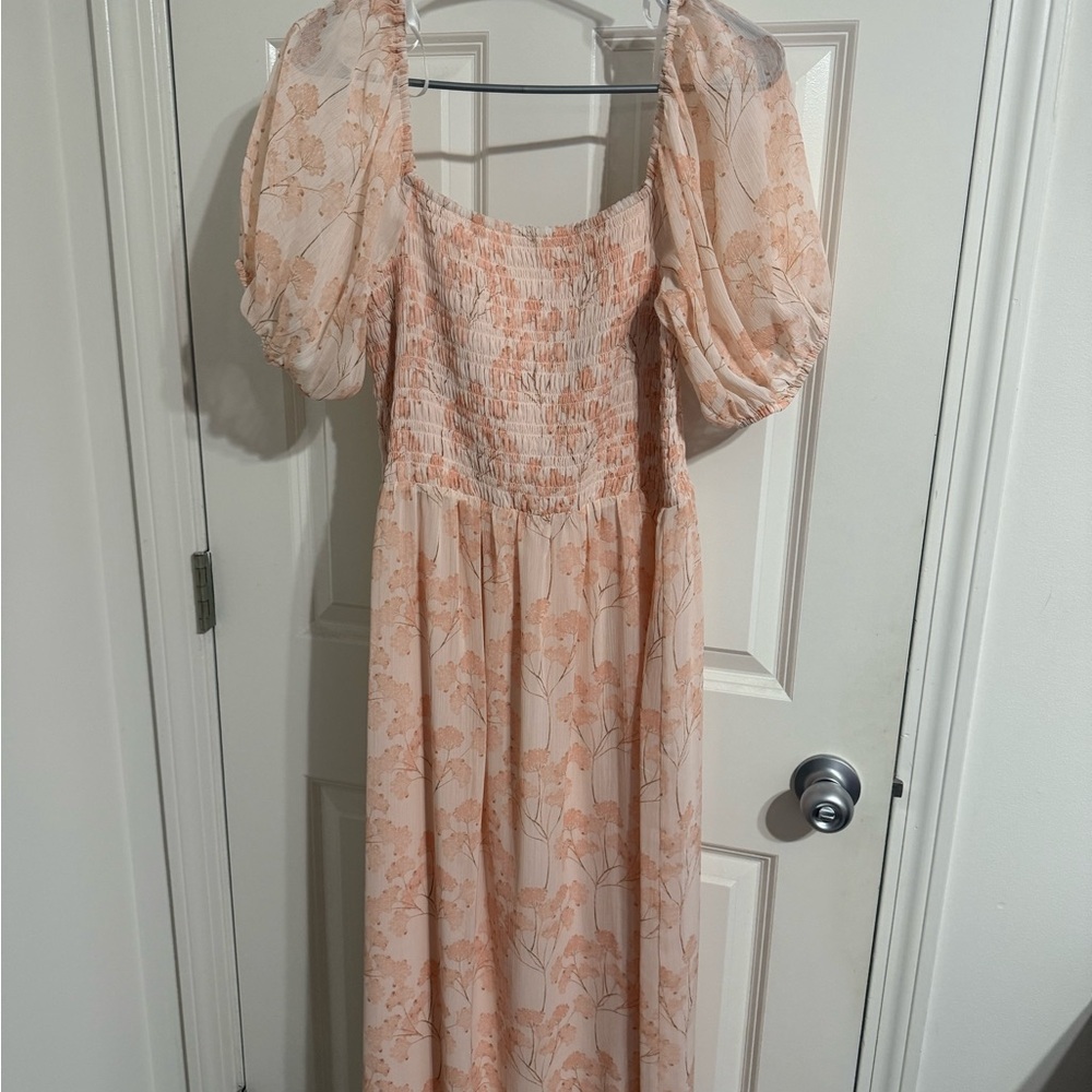 Elegant Peach Floral Dress